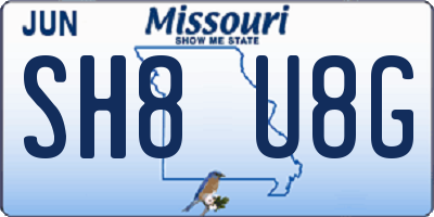 MO license plate SH8U8G