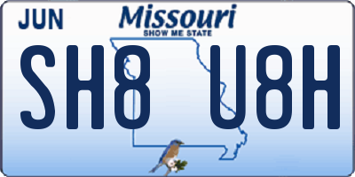 MO license plate SH8U8H