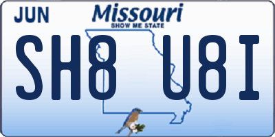 MO license plate SH8U8I