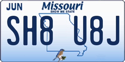 MO license plate SH8U8J