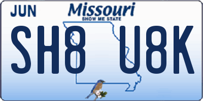 MO license plate SH8U8K