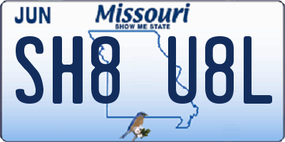 MO license plate SH8U8L