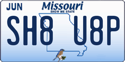 MO license plate SH8U8P