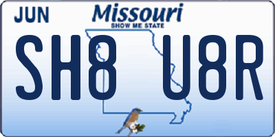 MO license plate SH8U8R