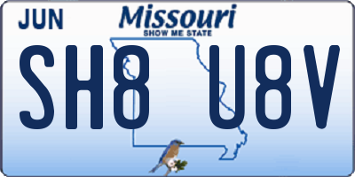 MO license plate SH8U8V