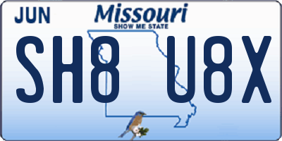 MO license plate SH8U8X