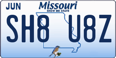 MO license plate SH8U8Z