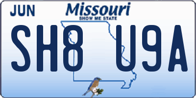 MO license plate SH8U9A
