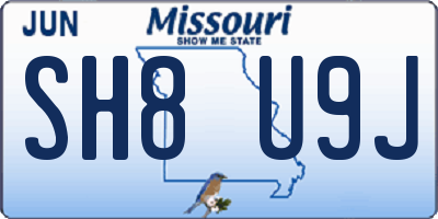 MO license plate SH8U9J