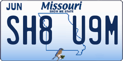 MO license plate SH8U9M