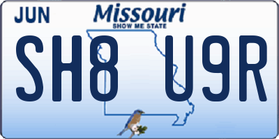 MO license plate SH8U9R