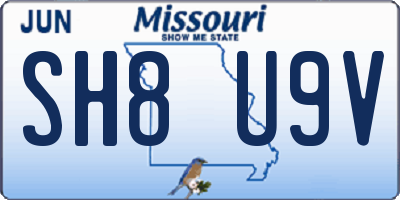MO license plate SH8U9V