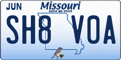 MO license plate SH8V0A