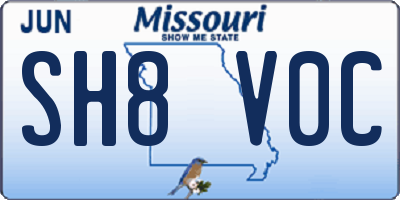 MO license plate SH8V0C