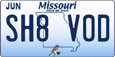 MO license plate SH8V0D