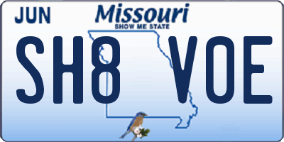 MO license plate SH8V0E
