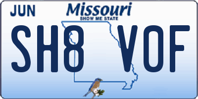 MO license plate SH8V0F