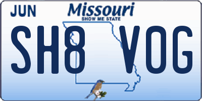 MO license plate SH8V0G