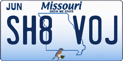MO license plate SH8V0J