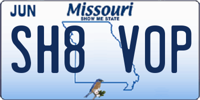 MO license plate SH8V0P