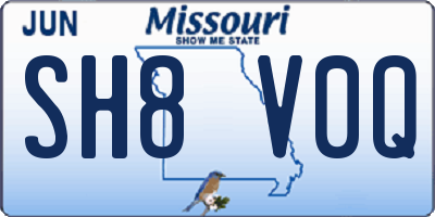 MO license plate SH8V0Q