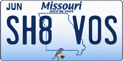 MO license plate SH8V0S