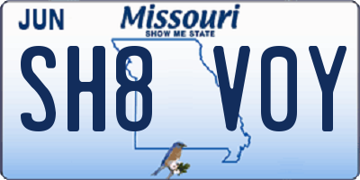 MO license plate SH8V0Y