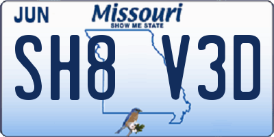 MO license plate SH8V3D