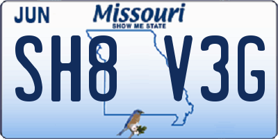 MO license plate SH8V3G