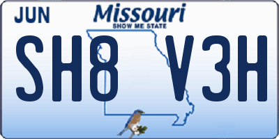 MO license plate SH8V3H