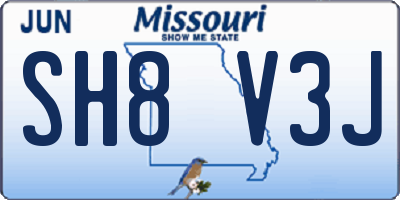 MO license plate SH8V3J