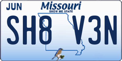 MO license plate SH8V3N
