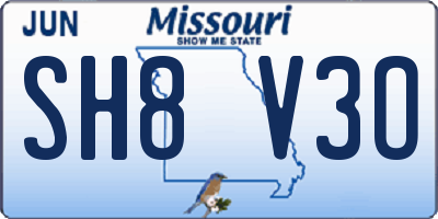 MO license plate SH8V3O