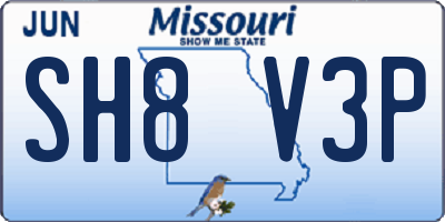 MO license plate SH8V3P