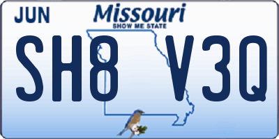 MO license plate SH8V3Q