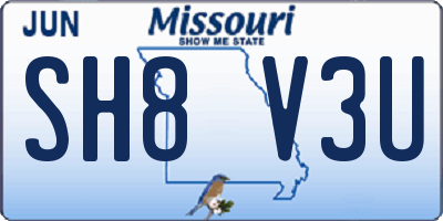 MO license plate SH8V3U