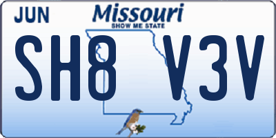 MO license plate SH8V3V