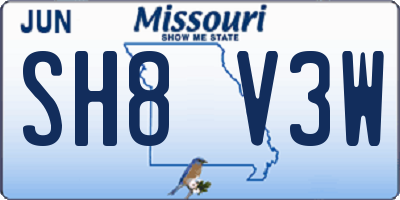 MO license plate SH8V3W