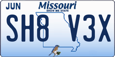 MO license plate SH8V3X