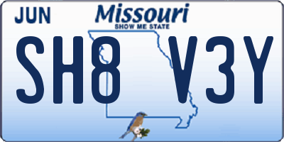 MO license plate SH8V3Y
