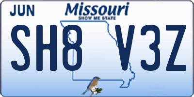 MO license plate SH8V3Z