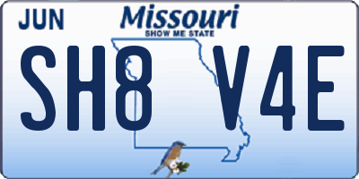 MO license plate SH8V4E