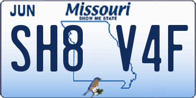 MO license plate SH8V4F
