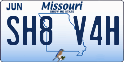MO license plate SH8V4H