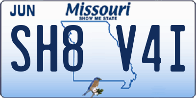 MO license plate SH8V4I