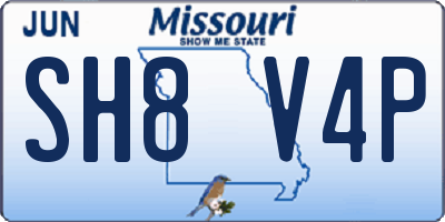 MO license plate SH8V4P