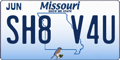 MO license plate SH8V4U