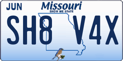 MO license plate SH8V4X
