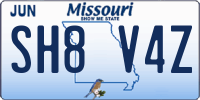 MO license plate SH8V4Z