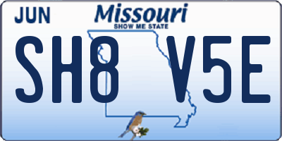 MO license plate SH8V5E